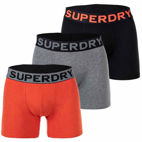 Superdry Herren Boxershorts, 3er Pack - Boxer Triple Pack, Logobund, Organic Cotton Noir M (Medium)