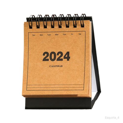 Mini calendrier de bureau 2024, pour l'organisation de la planification de Cuir de vache noir