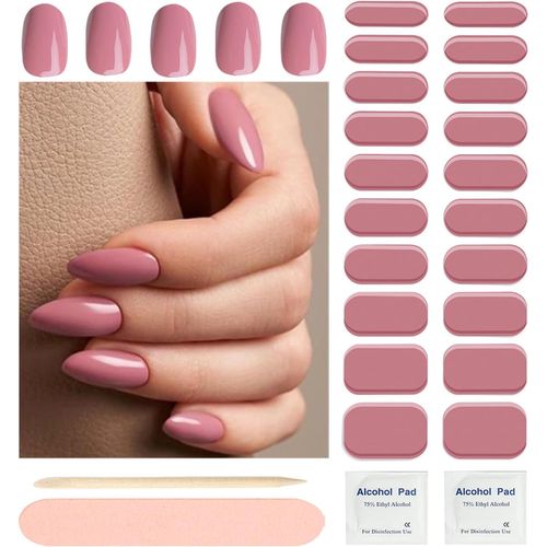 Autocollants Auto-Adhésifs Pour Vernis À Ongles Autocollants Complets Pour Ongles Uv/Led Lamp Required Bandes D'ongles En Gel Durci - Rose Rose