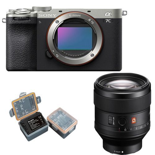 Sony Alpha A7C II Corps Argent+Sony FE 85mm f1.4 GM+Kingma 2000 mAh (Sony NP-FZ100) Batterie