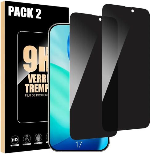 Lot-2 Vitre Protection Verre Trempé Anti-Espion Pour Iphone 17 - Noir Anti-Rayures 9h - Efconnection