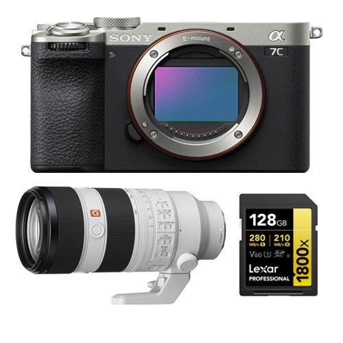 Sony Alpha A7C II Corps Argent+Sony FE 70-200mm f2.8 GM OSS II + Lexar 128Go Professional 1800x UHS-II Carte mémoire SDXC