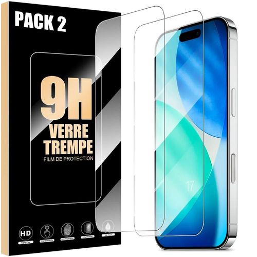 Verre Trempé Pour Iphone 17 - Installation Facile Anti-Rayures 9h Résistant Transparent Pack De 2 - Efconnection