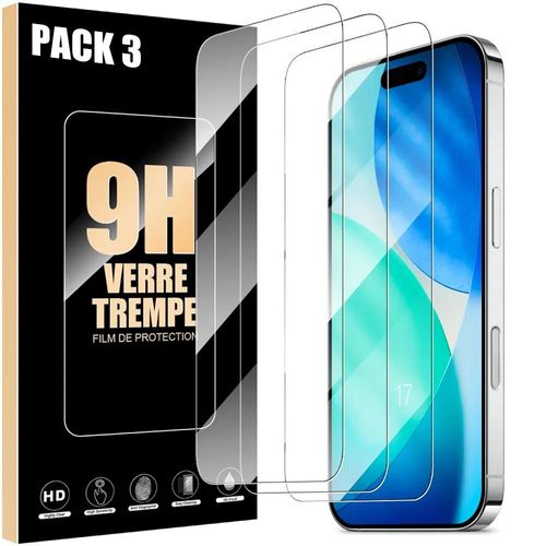 Pack-3 Verre Trempé Pour Iphone 17 - Protection D'écran Transparent 9h Antichoc Anti-Rayures - Efconnection