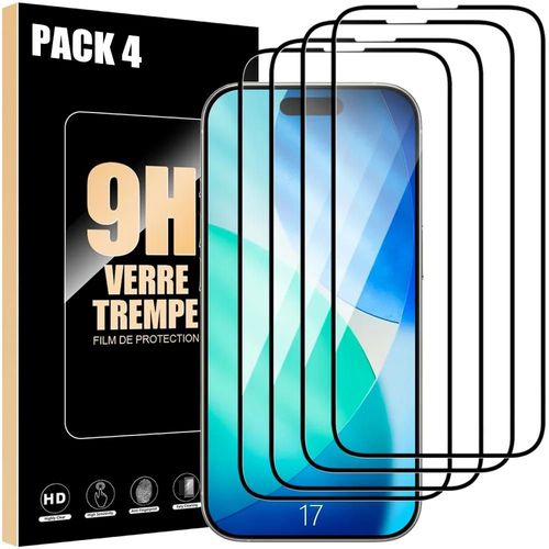 Lot-4 Verre Trempé Intégral Pour Iphone 17 - Vitre Protection Antichoc Avec Bord Noir - Efconnection