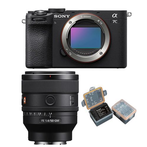 Sony Alpha A7C II noir Boîtier+Sony FE 50mm f1.4 GM+Kingma 2000 mAh (Sony NP-FZ100) batterie
