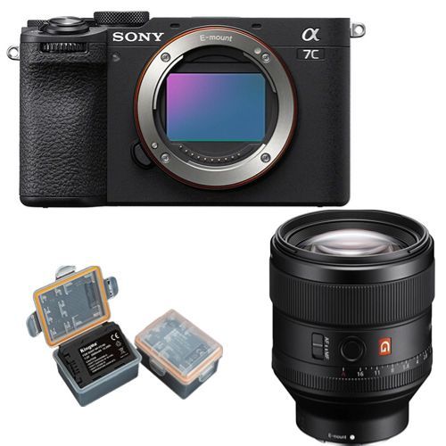 Sony Alpha A7C II noir Boîtier+Sony FE 85mm f1.4 GM+Kingma 2000 mAh (Sony NP-FZ100) batterie