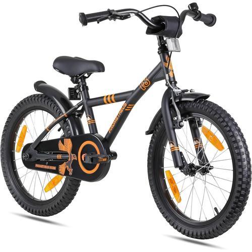 Vélo Enfant 6-9 Ans Garçon Vélo Fille 18 Pouces A Roulette Pour 5 A 6 Ans - Bmx En Noir A Orange