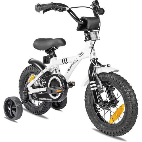 Vélo Enfant 3 Ans Garçon Vélo Fille 12 Pouces A Roulette Pour 3 A 5 Ans - Bmx En Blanc