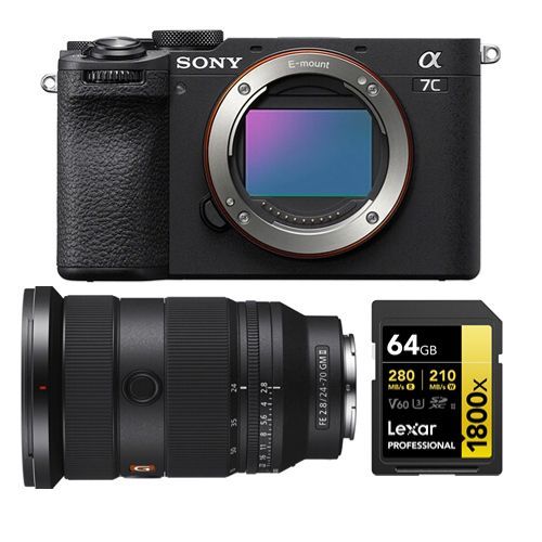 Sony Alpha A7C II Corps Noir+Sony FE 24-70mm f2.8 GM II + Carte mémoire SDXC Lexar Professional 64Go 1800x UHS-II