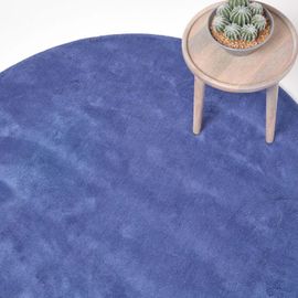 Tapis Rond Tufté - Coloris Bleu - 150 Cm De Diamètre