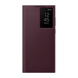 Coque Pour Samsung Galaxy S22 Ultra,Clear View Cover ,Étui À Rabat Pour Téléphone Portable,Couleur Vin Rouge