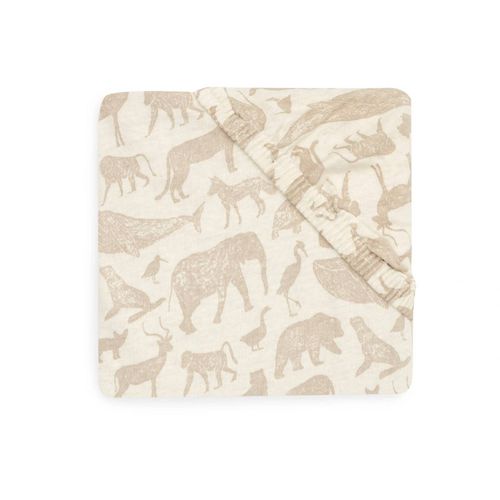 Drap-Housse Jersey 60 X 120 Cm Animals Nougat - Jollein