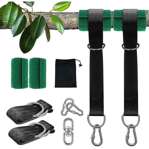 Kit de sangles de suspension pour balançoire d'arbre, cintre robuste de 2x5 pieds avec mousquetons, protecteurs d'arbre et crochet pivotant