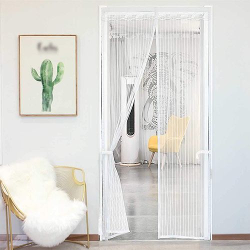 Moustiquaires Pour Portes Moustiquaire Magnétique Moustiquaire De Porte Rideau En Maille 80*200 Cm Blanc
