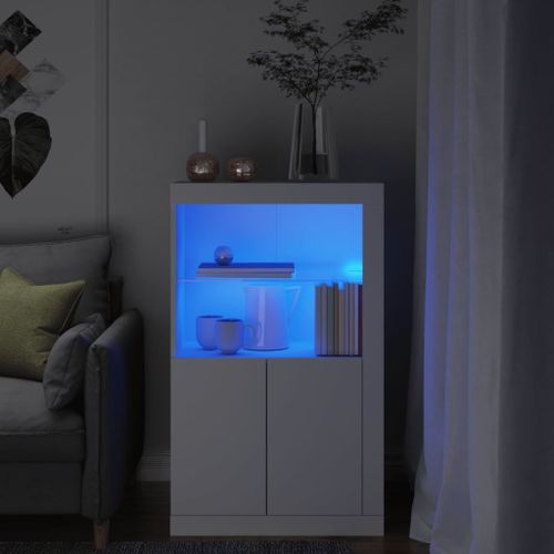 Vidaxl Armoire Latérale Avec Éclairage Led Blanc Bois D'ingénierie