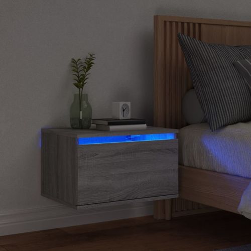 Vidaxl Table De Chevet Murale Avec Lumières Led Sonoma Gris