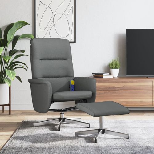Vidaxl Fauteuil De Massage Inclinable Et Repose-Pieds Gris Foncé Tissu