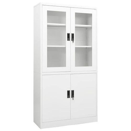 Vidaxl Armoire De Bureau Blanc 90x40x180 Cm Acier