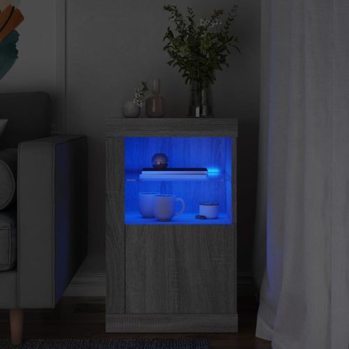 Vidaxl Armoire Latérale Et Lumières Led Sonoma Gris Bois D'ingénierie