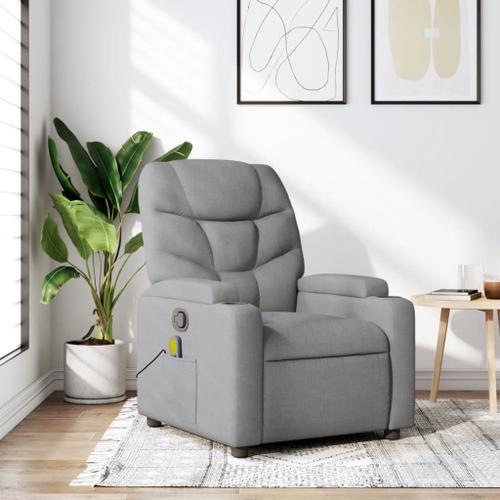 Vidaxl Fauteuil De Massage Inclinable Gris Clair Tissu