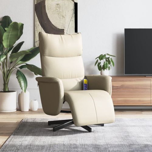 Vidaxl Fauteuil Inclinable De Massage Et Repose-Pieds Crème Similicuir