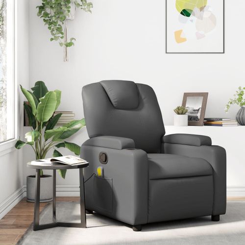 Vidaxl Fauteuil De Massage Inclinable Gris Similicuir