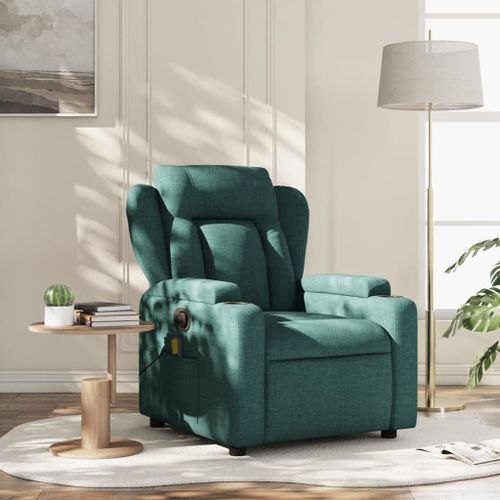 Vidaxl Fauteuil De Massage Inclinable Vert Foncé Tissu