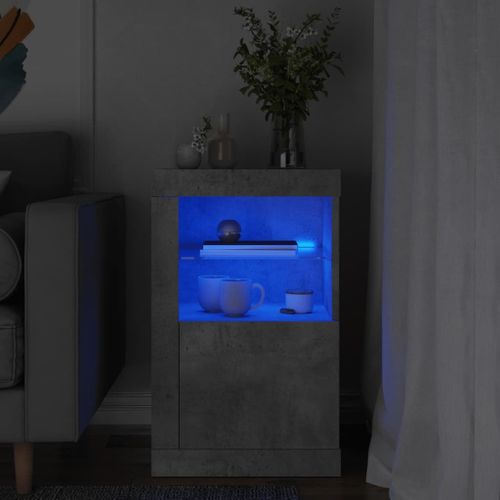 Vidaxl Armoire Latérale Avec Lumières Led Gris Béton Bois D'ingénierie