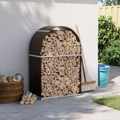 vidaXL Porte-bûches marron 80x45x120 cm acier galvanisé