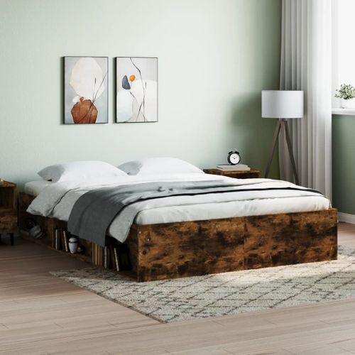 Vidaxl Cadre De Lit Sans Matelas Chêne Fumé 150x200 Cm
