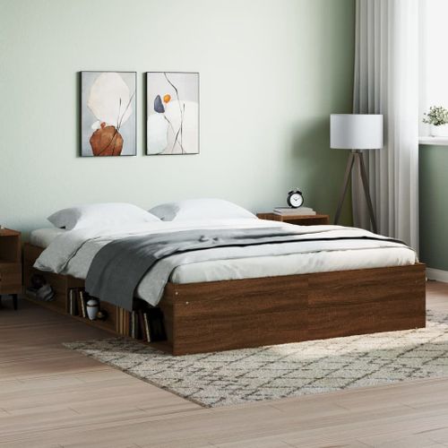 Vidaxl Cadre De Lit Chêne Marron 150x200 Cm Très Grand