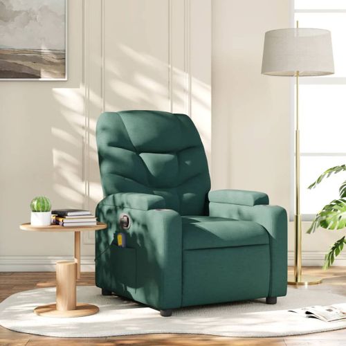 Vidaxl Fauteuil De Massage Inclinable Vert Foncé Tissu