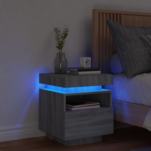 Vidaxl Armoire De Chevet Avec Lumières Led Sonoma Gris 40x39x48,5 Cm