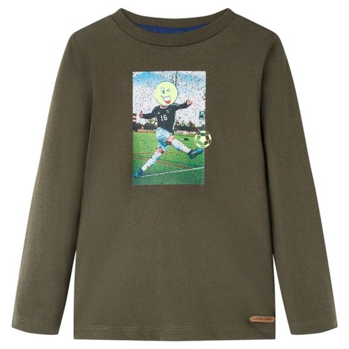T-Shirt Enfants À Manches Longues Imprimé Joueur De Football Kaki 92