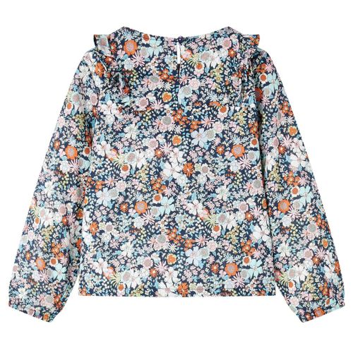 Chemise Pour Enfants À Manches Longues Imprimé Floral Bleu Foncé 116