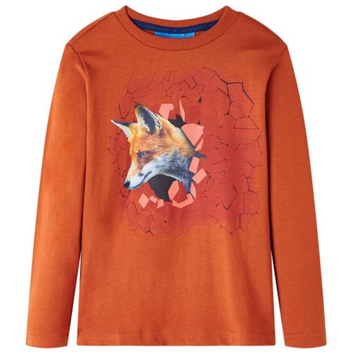 T-Shirt Enfants À Manches Longues Imprimé Renard Rouille Claire 116