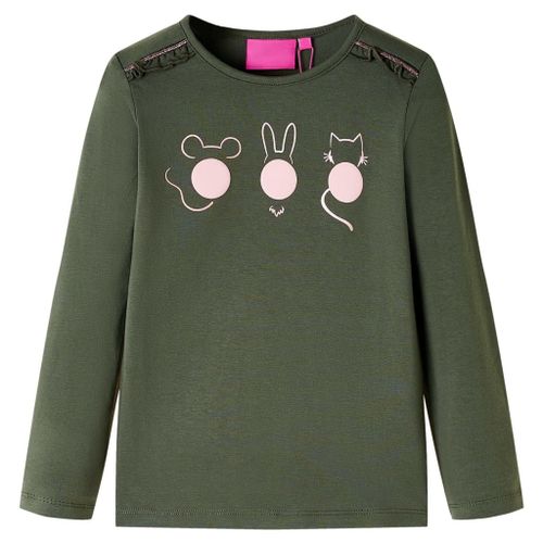 T-Shirt Enfants À Manches Longues Imprimé Animaux Kaki 104