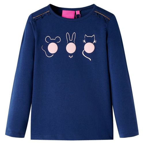 T-Shirt Enfants Manches Longues Imprimé Animaux Bleu Marine 116