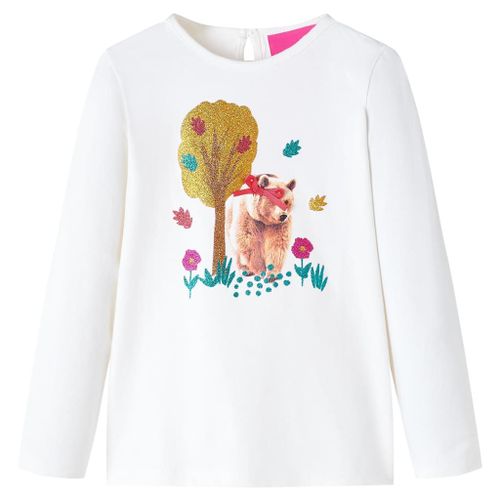 T-Shirt Pour Enfants À Manches Longues Imprimé Ours Écru 104