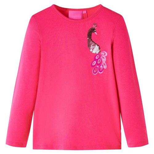 T-Shirt Pour Enfants À Manches Longues Imprimé Paon Rose Vif 104