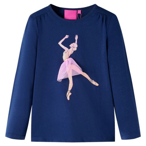 T-Shirt Enfants À Manches Longues Imprimé Ballerine Bleu Marine 92