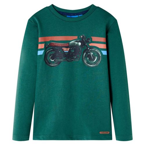 T-Shirt Enfants À Manches Longues Imprimé Motocyclette Vert 116