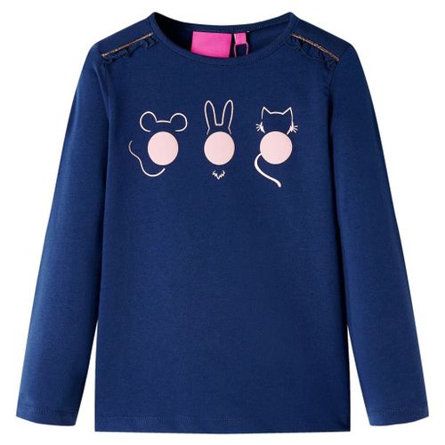 T-Shirt Pour Enfants À Manches Longues Imprimé Animaux Bleu Marine 92