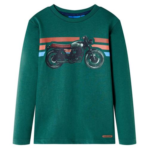 T-Shirt Enfants À Manches Longues Imprimé Motocyclette Vert 92