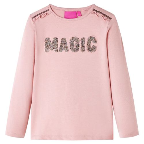 T-Shirt Enfants À Manches Longues Imprimé Mot Pailleté Rose Clair 116