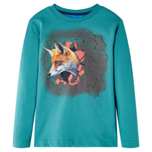 T-Shirt Pour Enfants À Manches Longues Imprimé Renard Aqua Foncé 104