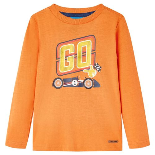 T-Shirt Enfant Manches Longues Imprimé Voiture Course Orange Foncé 116