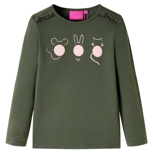 T-Shirt Enfants À Manches Longues Imprimé Animaux Kaki 116
