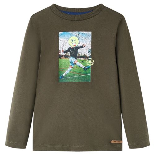 T-Shirt Enfants À Manches Longues Imprimé Joueur De Football Kaki 104